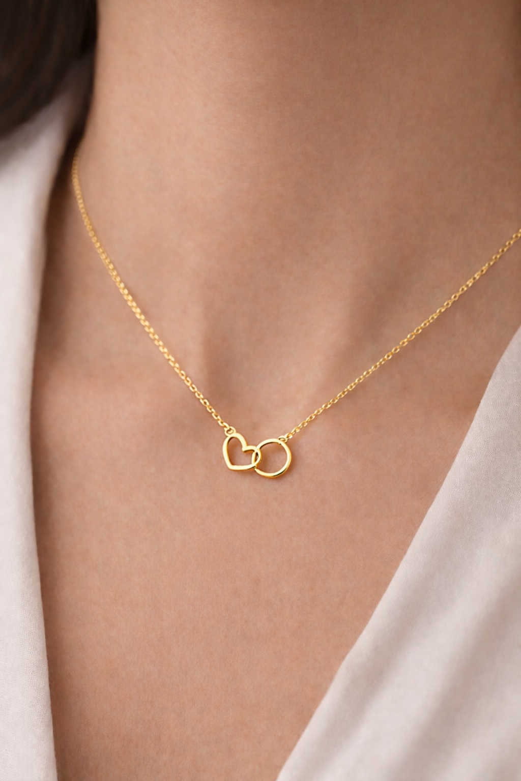 (51406) Ketting hart/cirkel Sterling Zilver 925/000 goud verguld