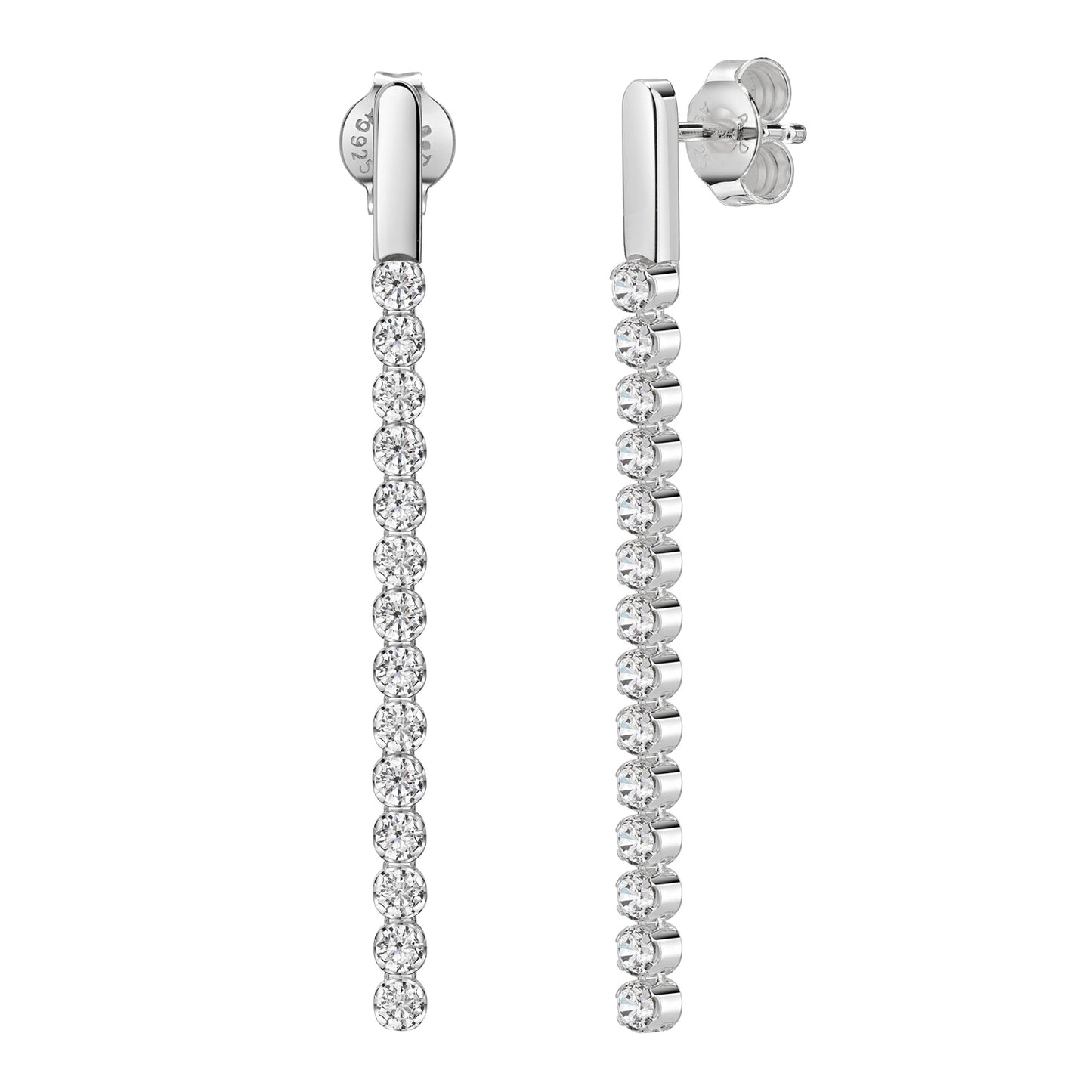 Boucles d'oreilles avec 28 zircones en argent sterling 925/000
