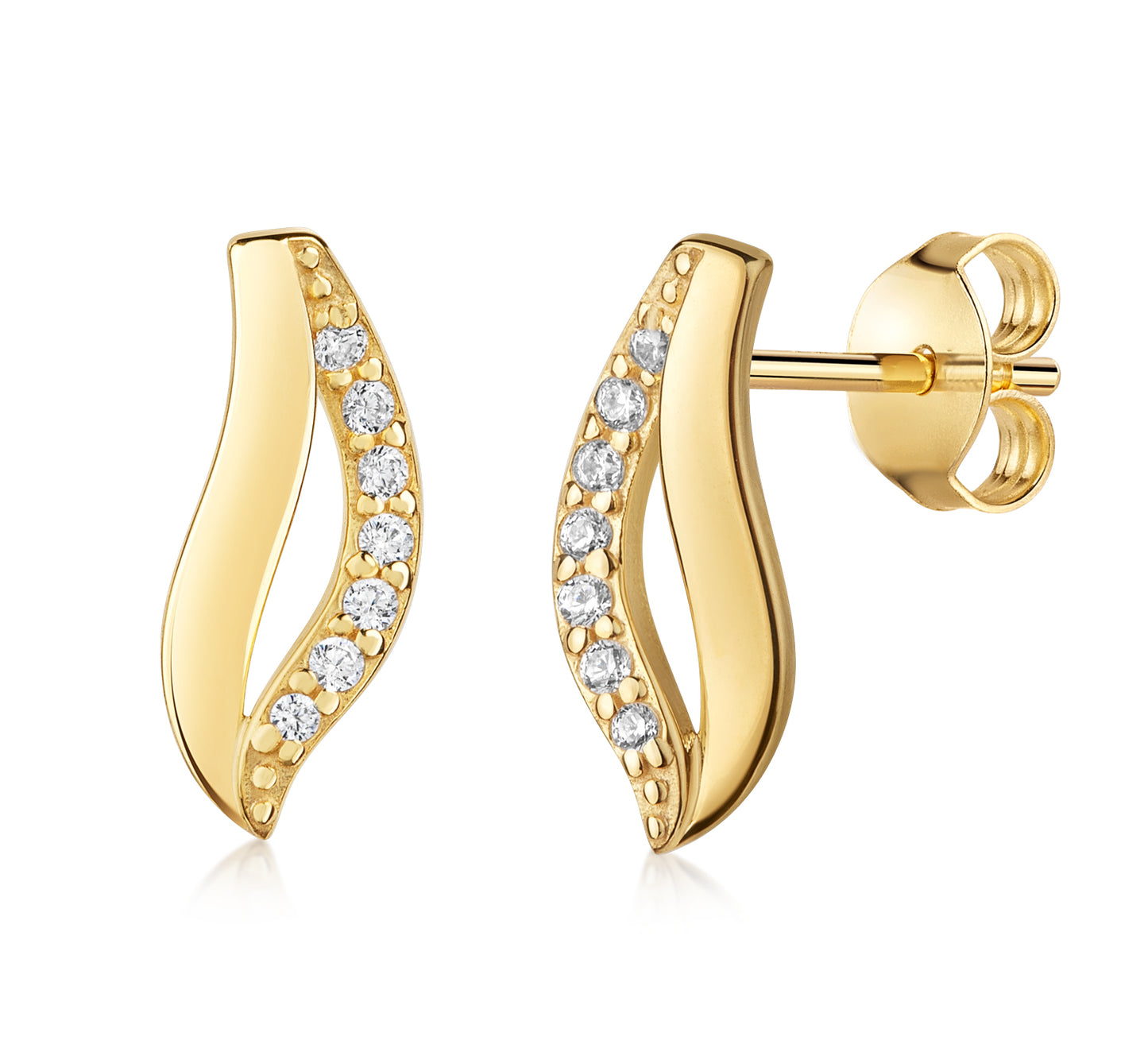 (4219) Oorknopjes met 14 Zirkonia Sterling Zilver 925/000 goud verguld