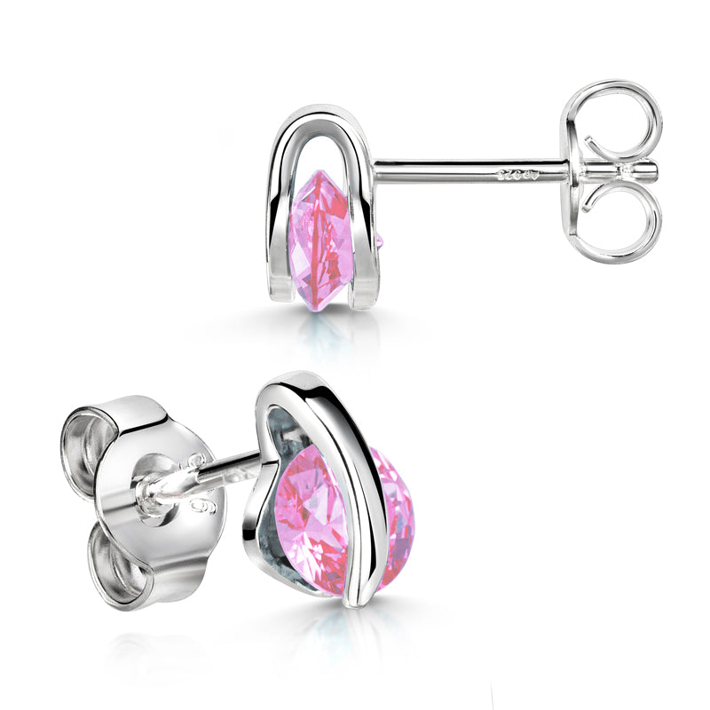 Oorknopjes met Roze Zirkonia Ø 5mm Sterling Zilver 925/000