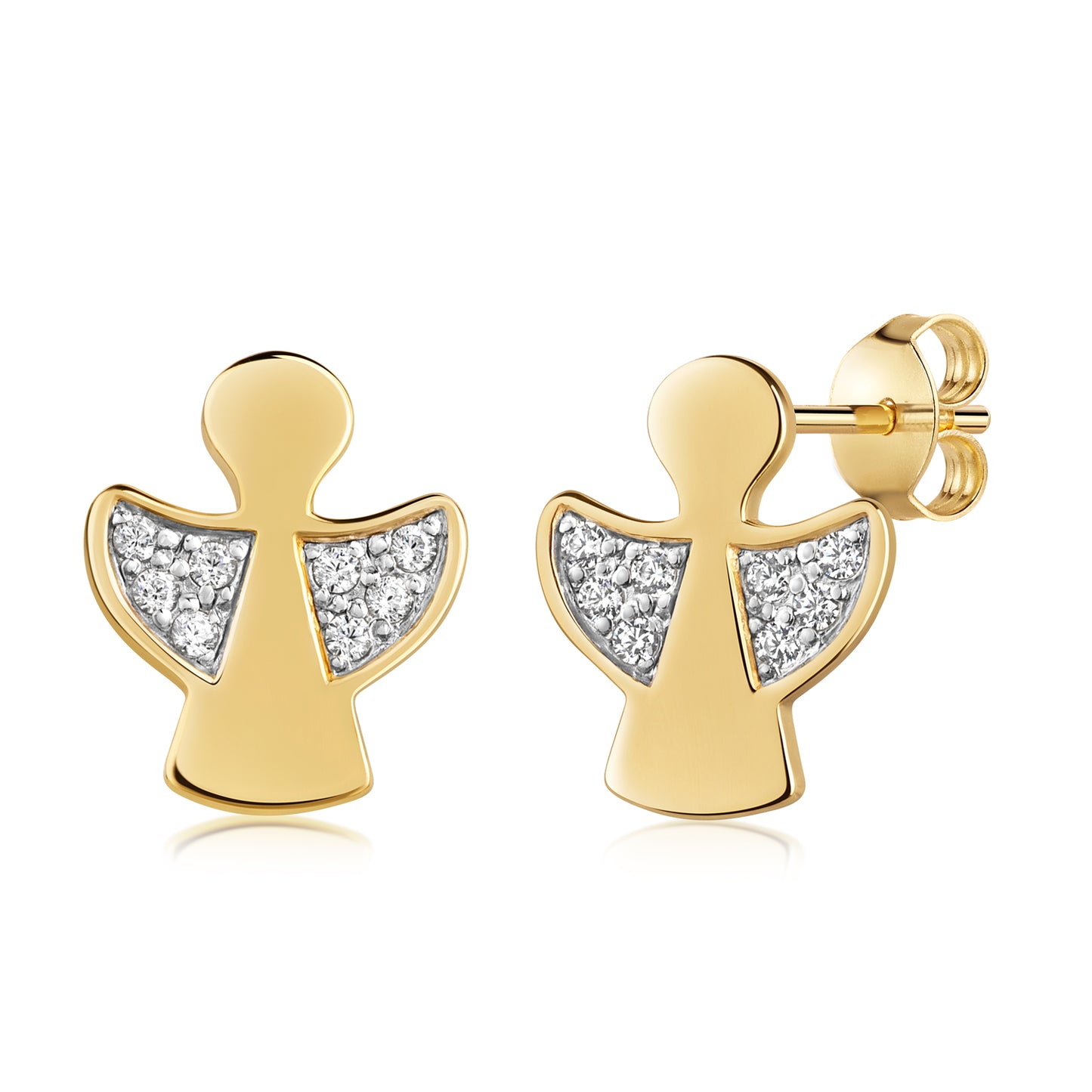 (4403) Engel oorknopjes met 16 Zirkonia Zilver 925/000 goud verguld