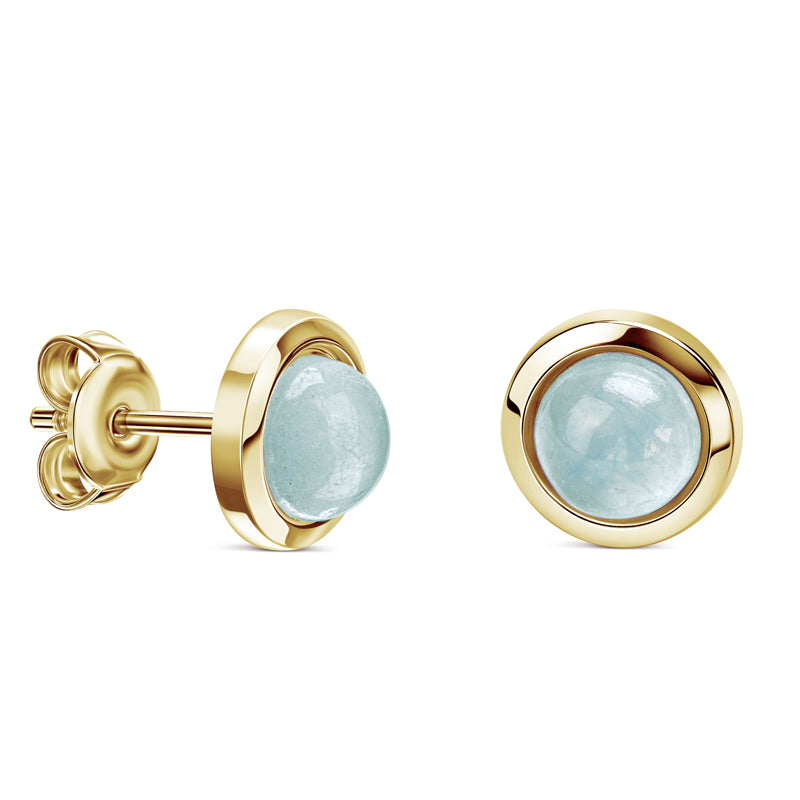 Boucles d'oreilles avec calcédoine bleue en argent sterling 925/000 plaqué or