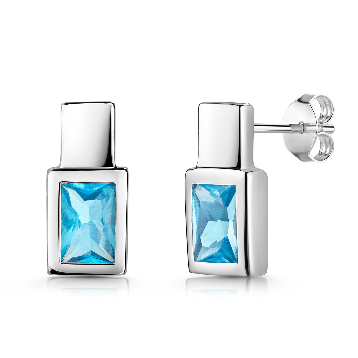 Oorknopjes met Hemelblauwe Kristal Sterling Zilver 925/000