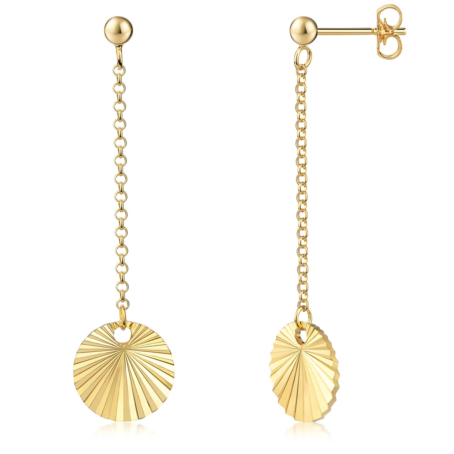 Boucles d'oreilles avec pendentif rond en argent sterling 925/000 plaqué or