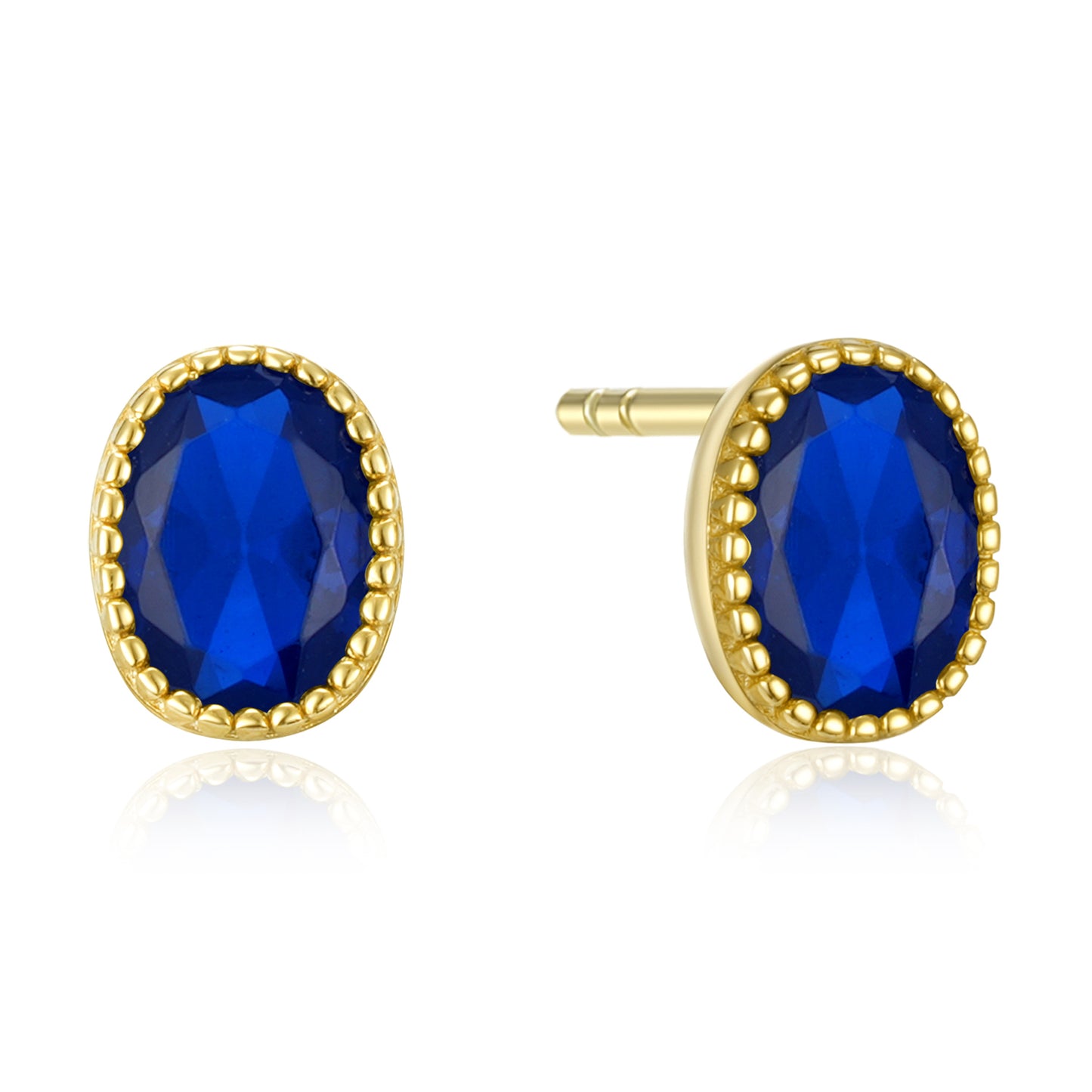 Boucles d'oreilles à tige avec zircone bleu de Londres en argent sterling 925/000