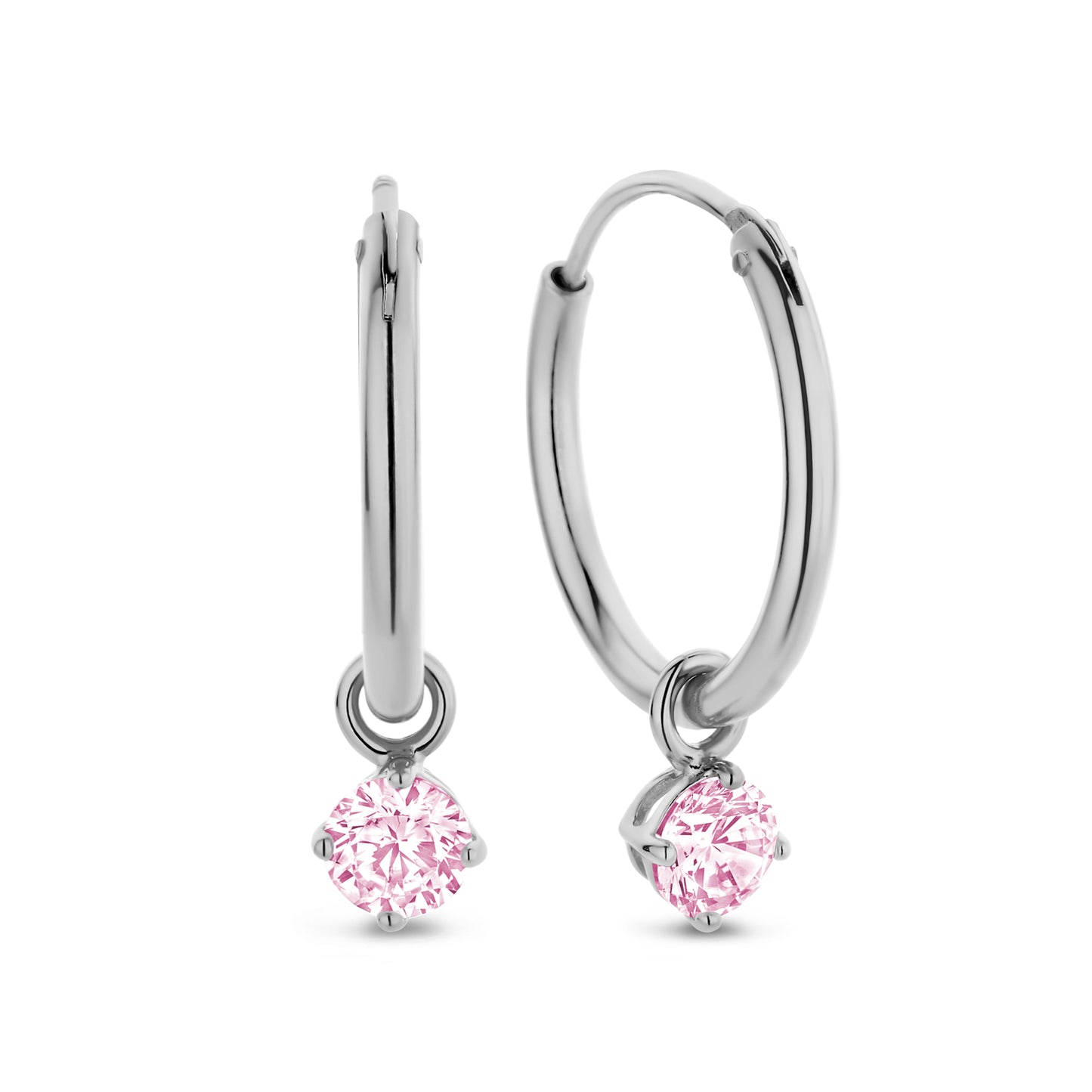 (51201) Oorbellen Roze Zirkonia Sterling Zilver 925/000