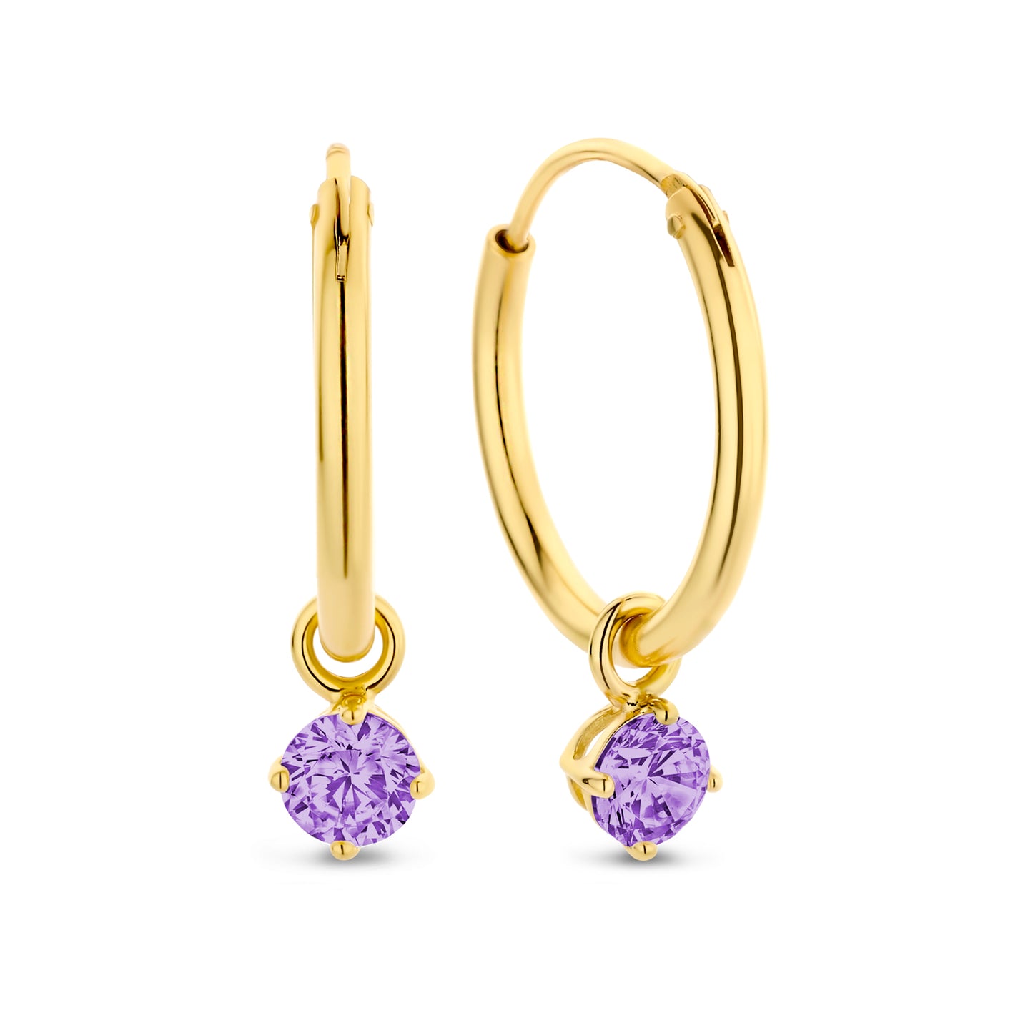 (51211) Oorbellen Violet Zirkonia Sterling Zilver 925/000 goud verguld