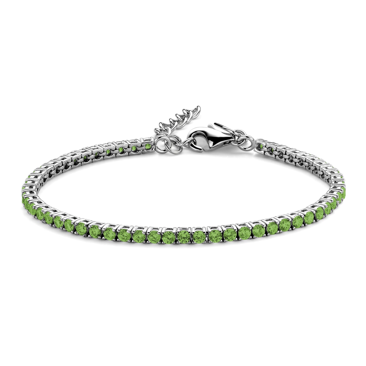 Tennisarmband met Groene Zirkonia 3 mm Sterling Zilver 925/000
