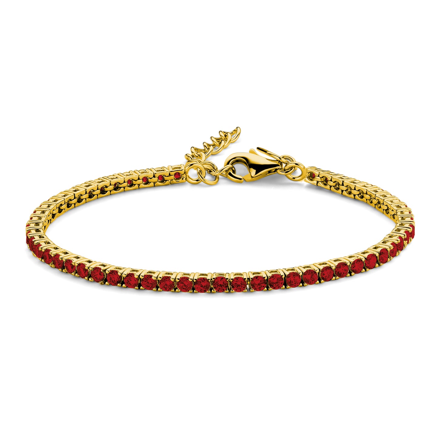 (51228) Bracelet de tennis avec zircon rouge