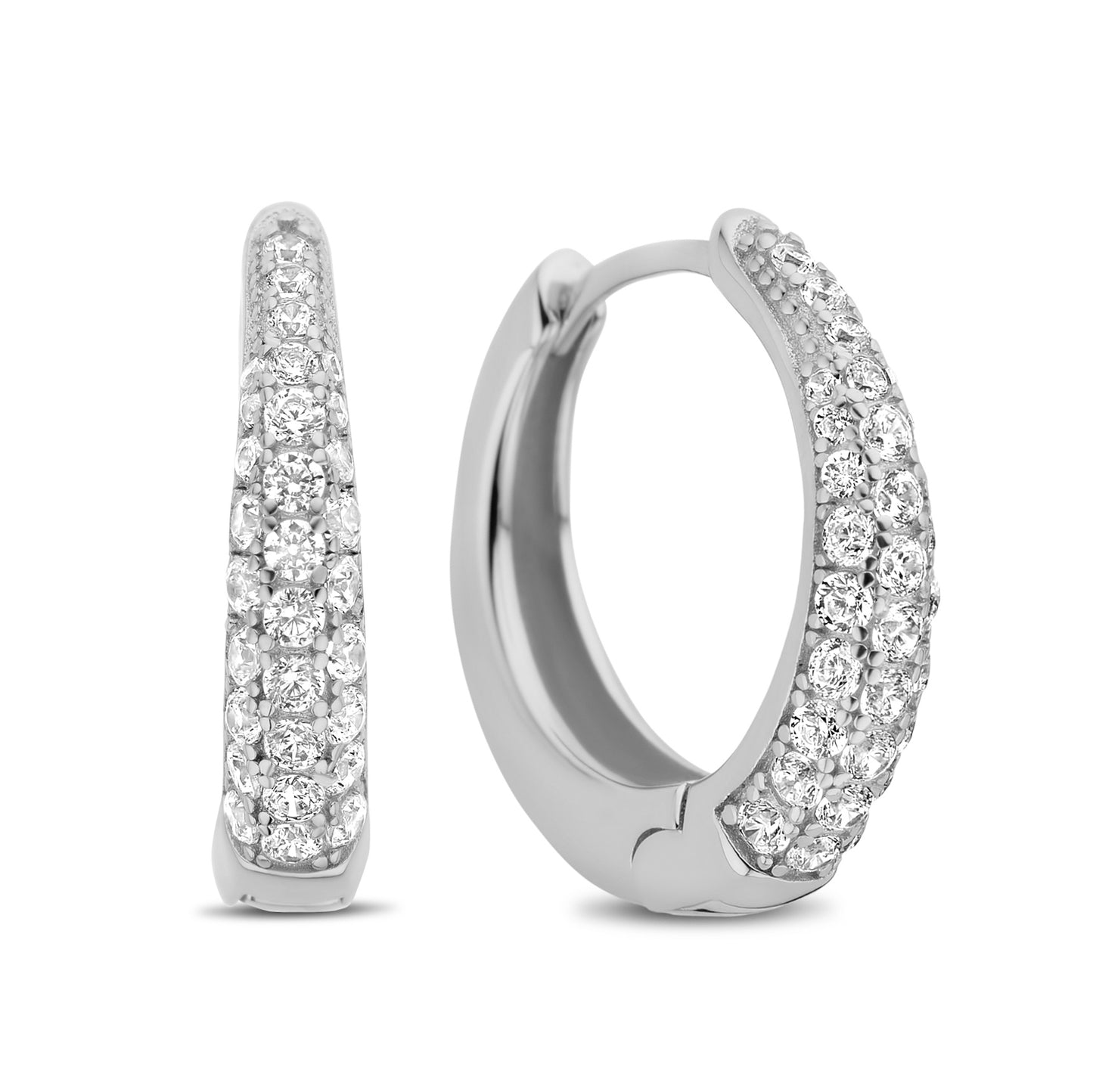 (51235) Oorbellen Ø 18 mm met zirkonia Sterling Zilver 925/000