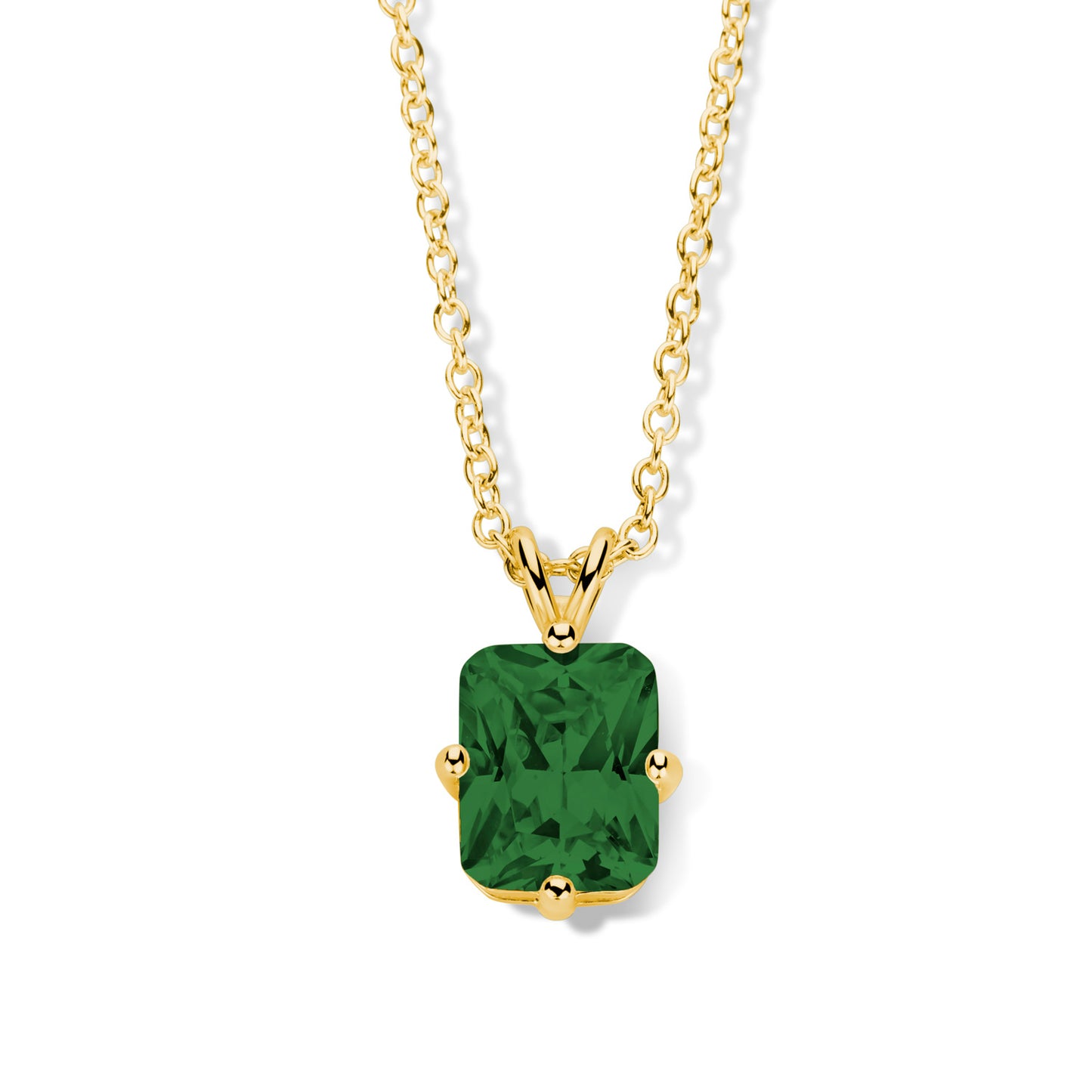 Collier avec Zircone Verte 8x10mm Argent 925/000 plaqué or
