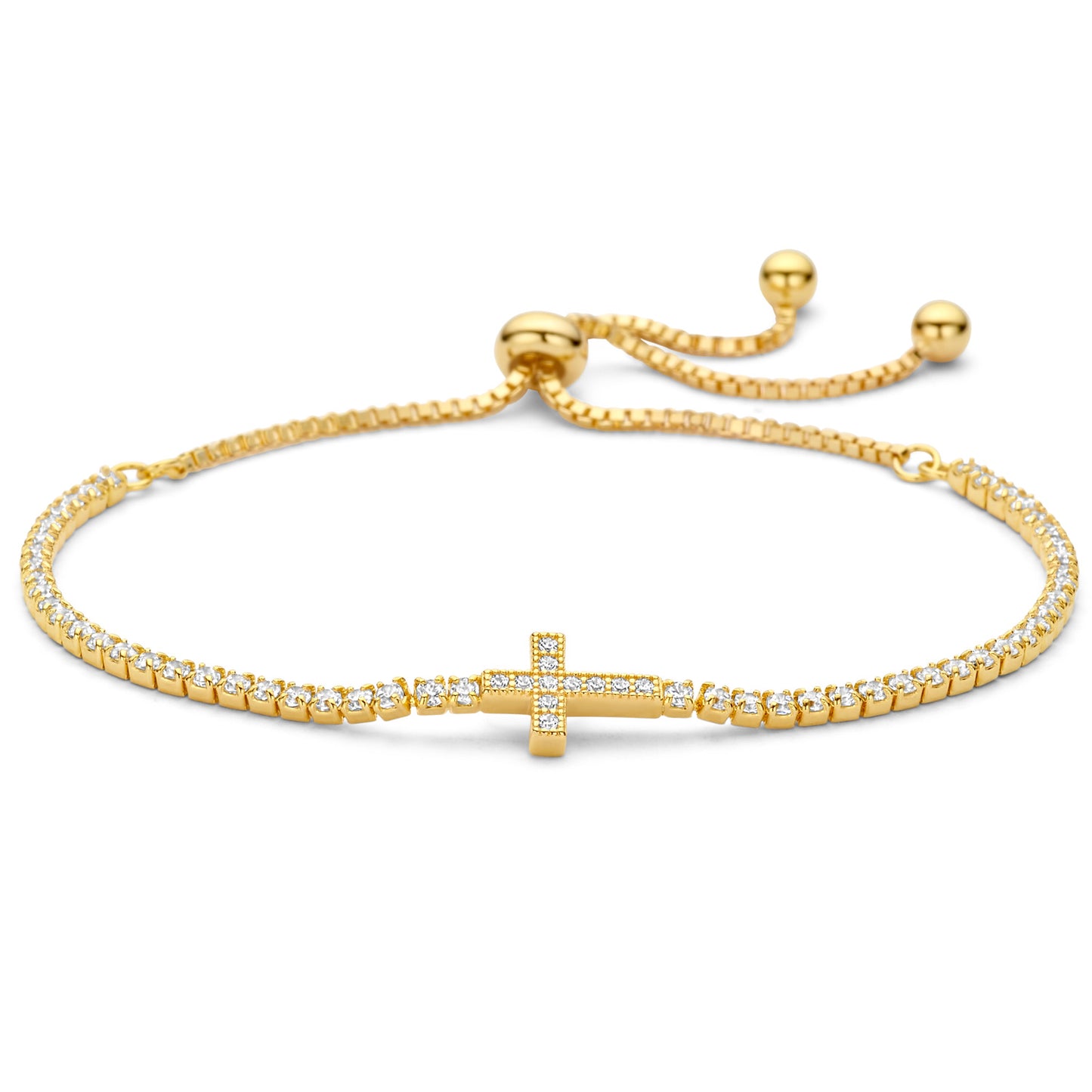 (51563) Bracelet croix 63 zircons Argent sterling 925/000