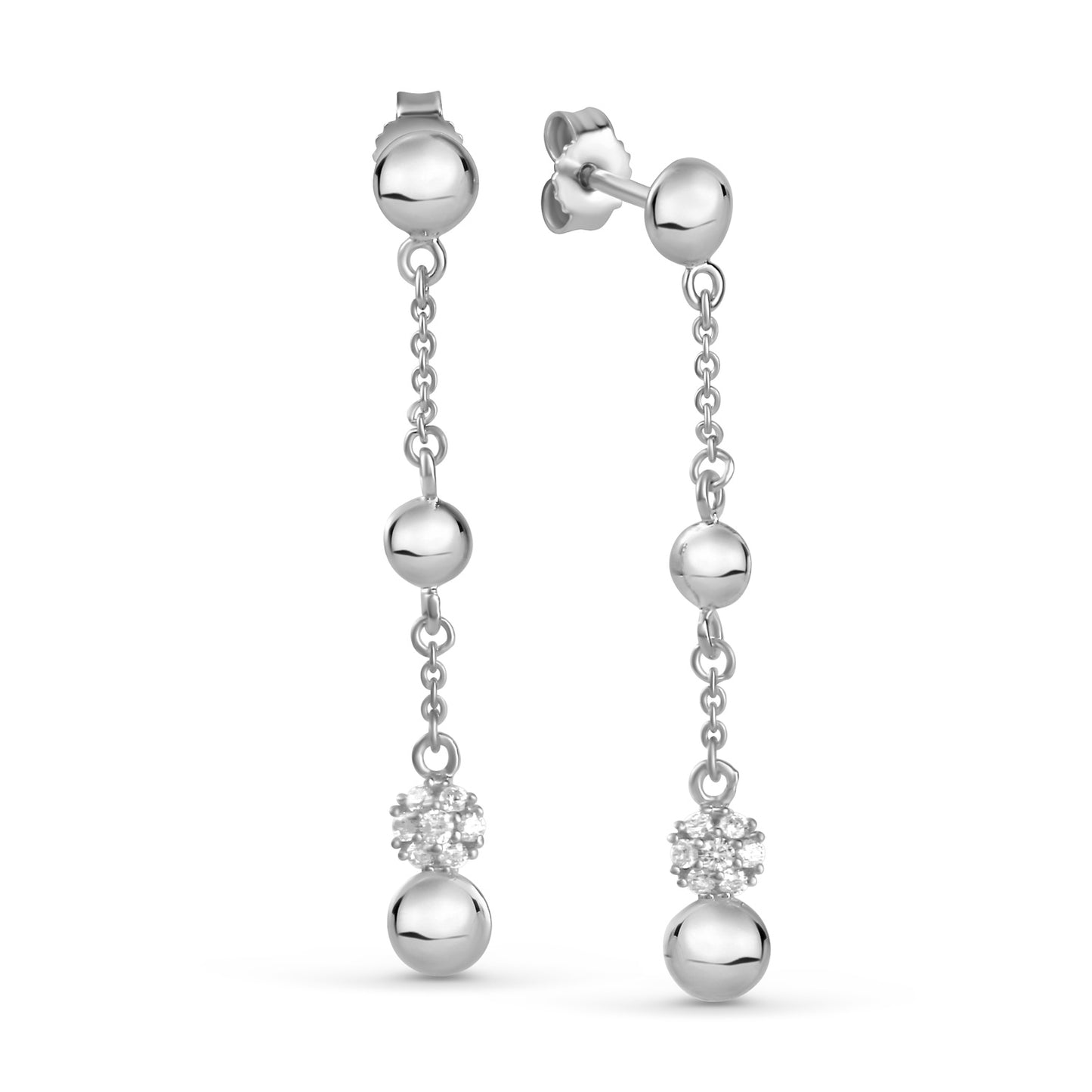 Boucles d'oreilles avec 14 zircones en argent sterling 925/000