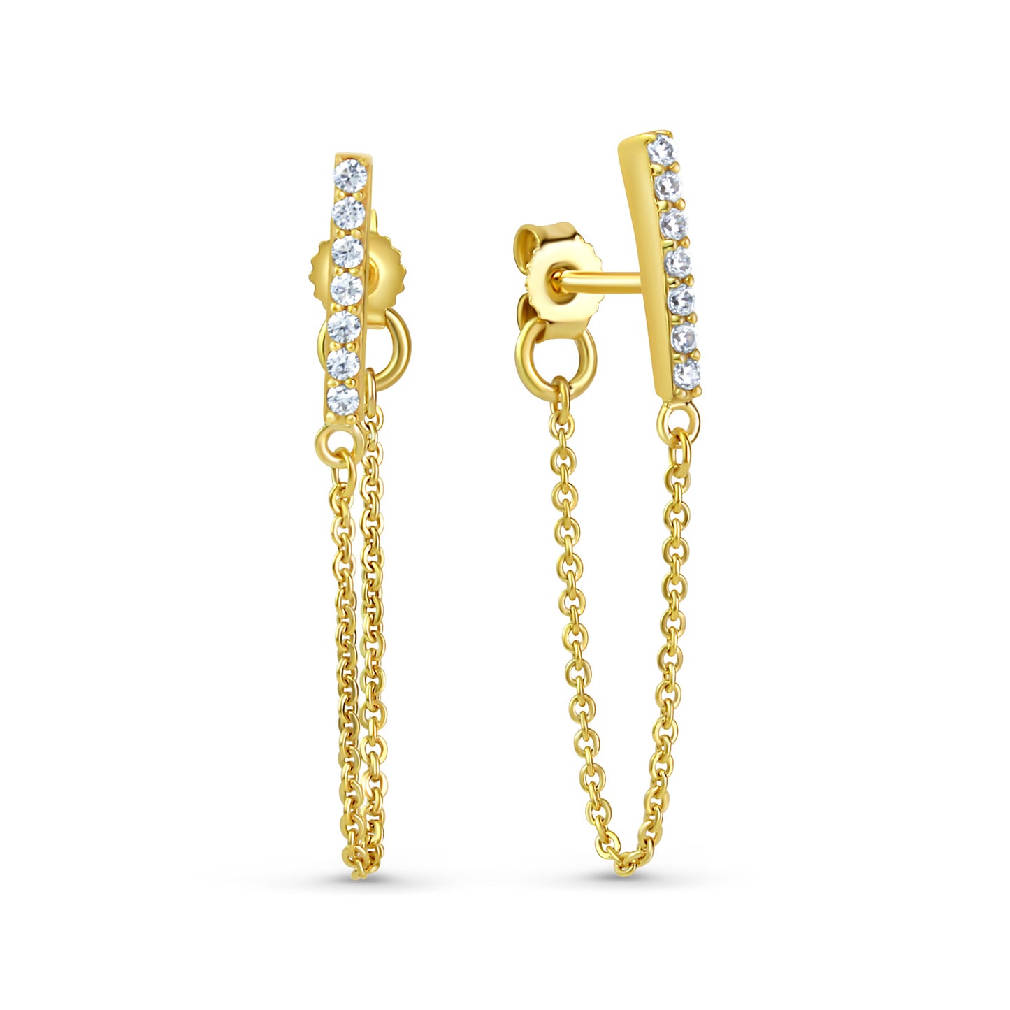 (54120) Oorknoppen 14 Zirkonia Sterling Zilver 925/000 goud verguld