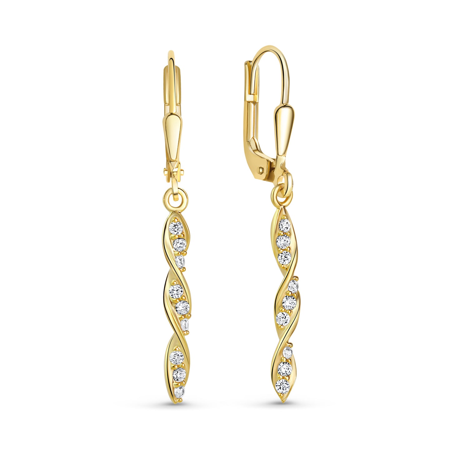 Oorbellen met 18 Zirkonia Sterling Zilver 925/000 goud verguld