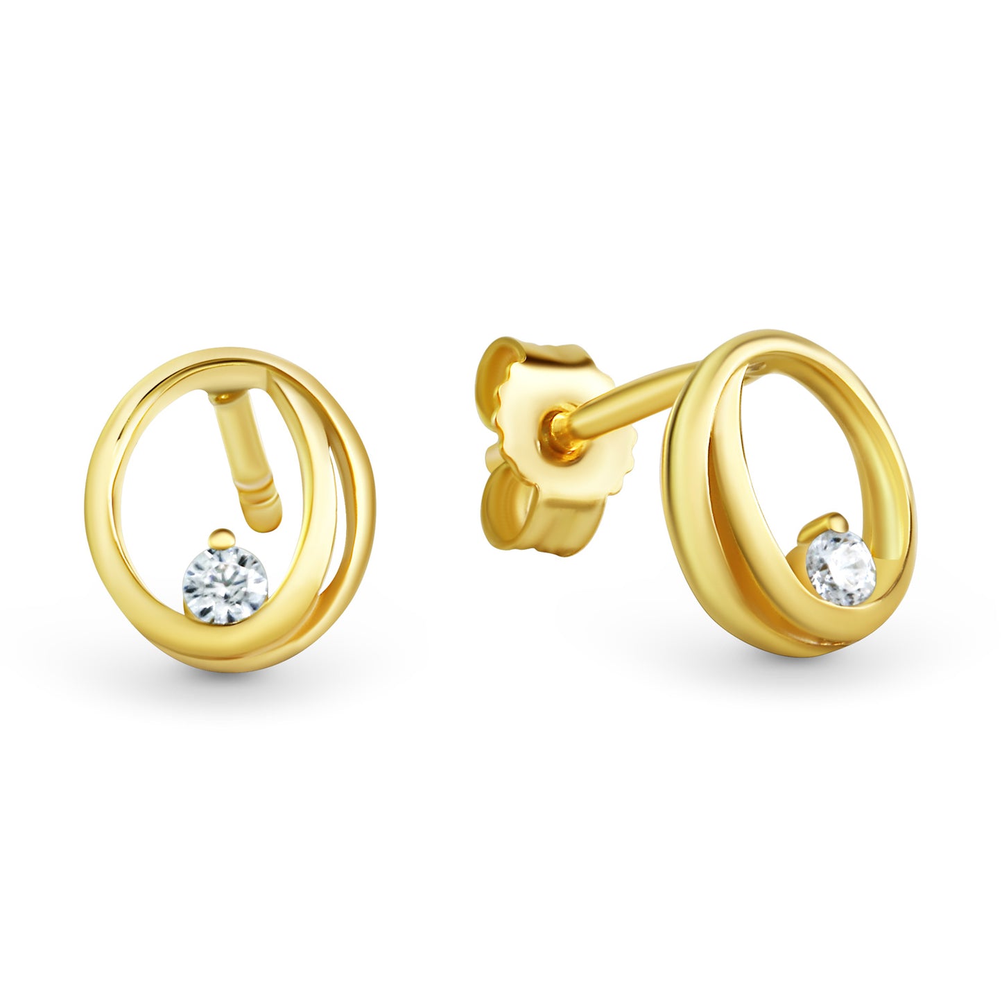 (54158) Oorstekers met Zirkonia Sterling Zilver 925/000 goud verguld