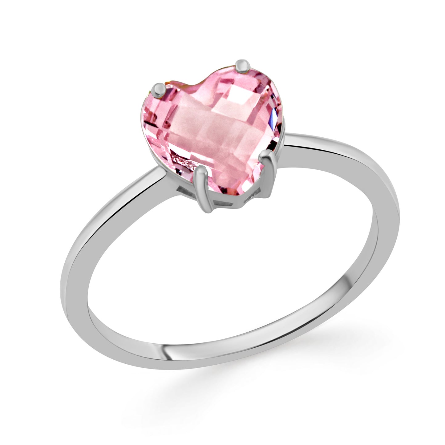 Damesring Roze Kristal 'Hartje' Sterling Zilver 925/000