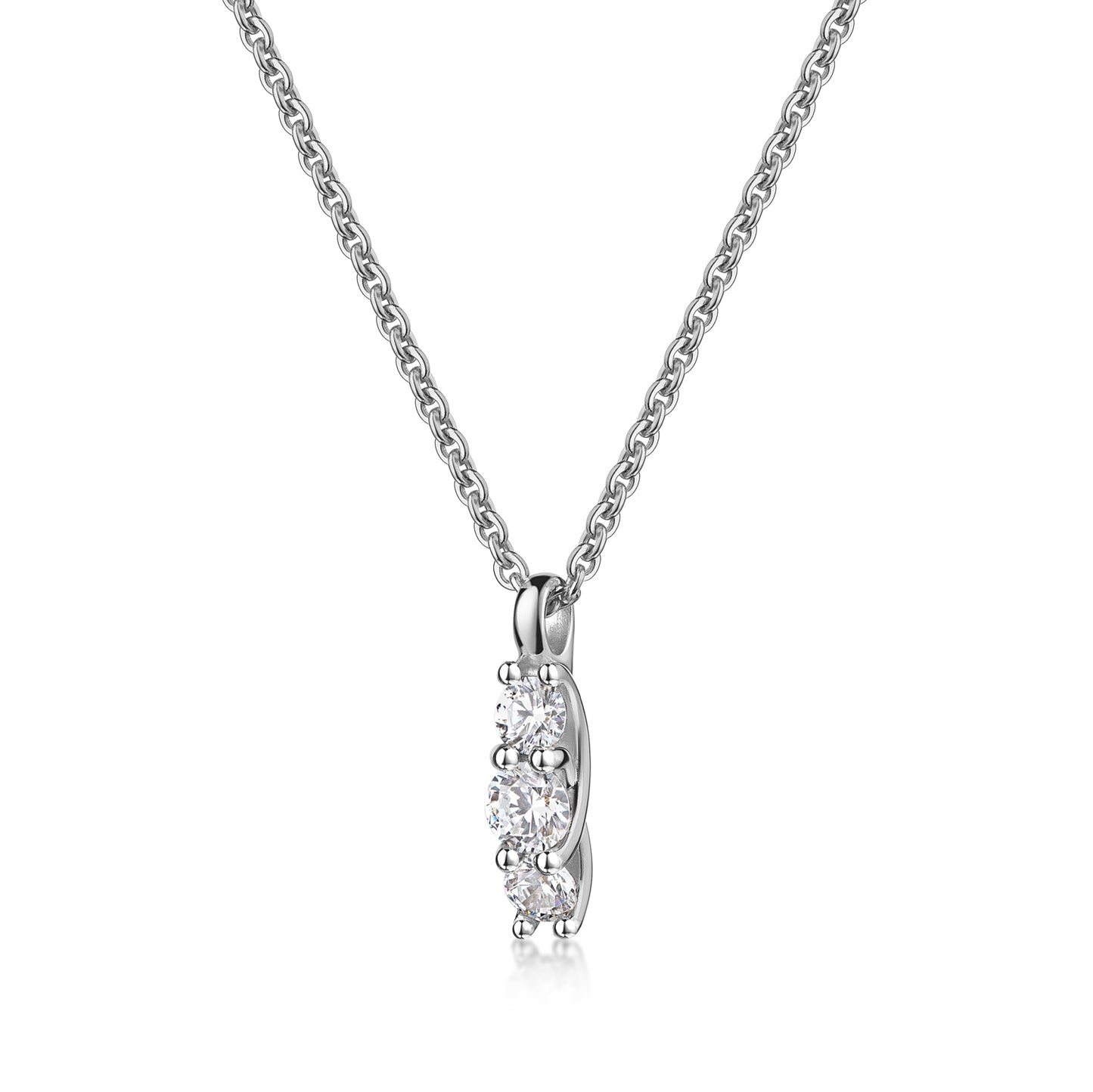 Collier avec pendentif 3 zircones en argent sterling 925/000