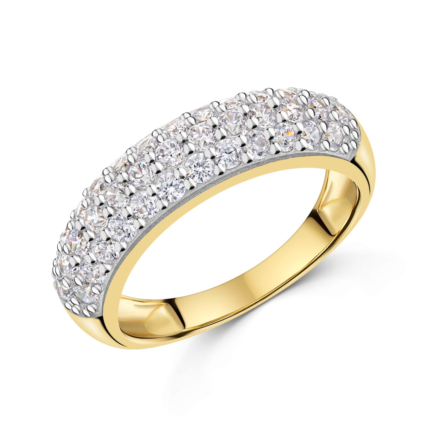 (54223) Bague pour femme en argent sterling plaqué or 925/000 avec 37 zirconias.