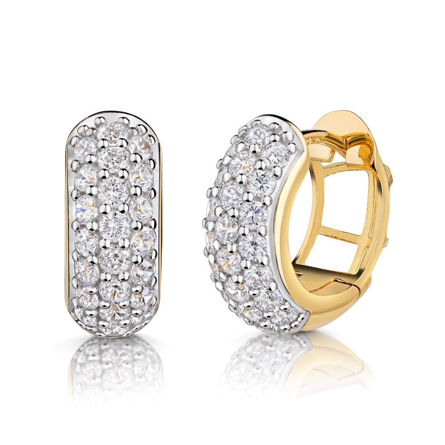 Creolen met 44 zirkonia Sterling Zilver 925/000 goud verguld
