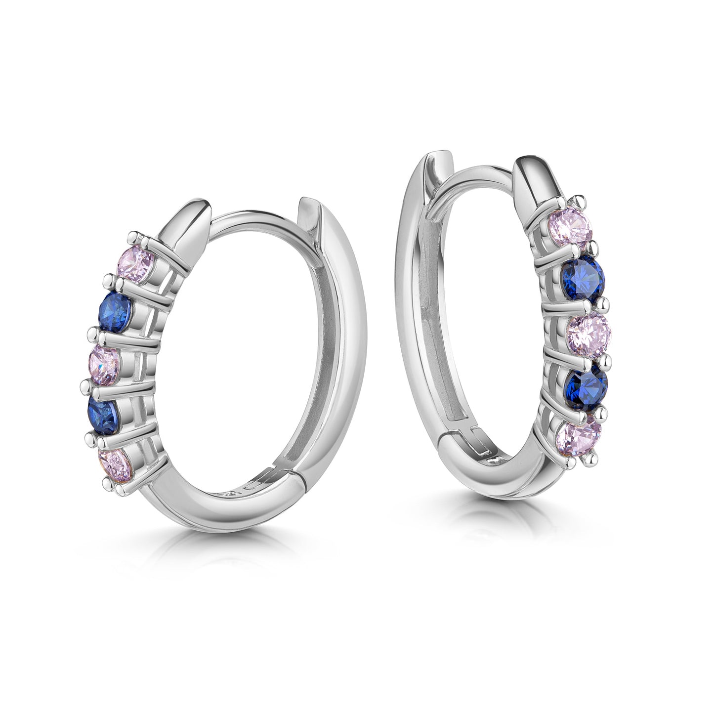 Boucles d'oreilles créoles avec 10 zircones en argent sterling 925/000