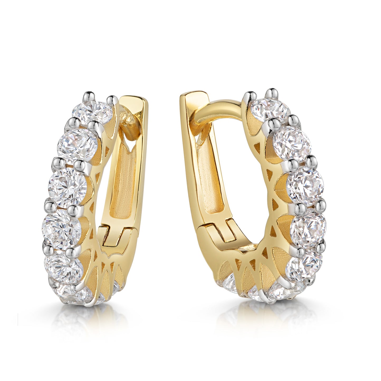 Creolen met 16 Zirkonia Sterling Zilver 925/000 goud verguld