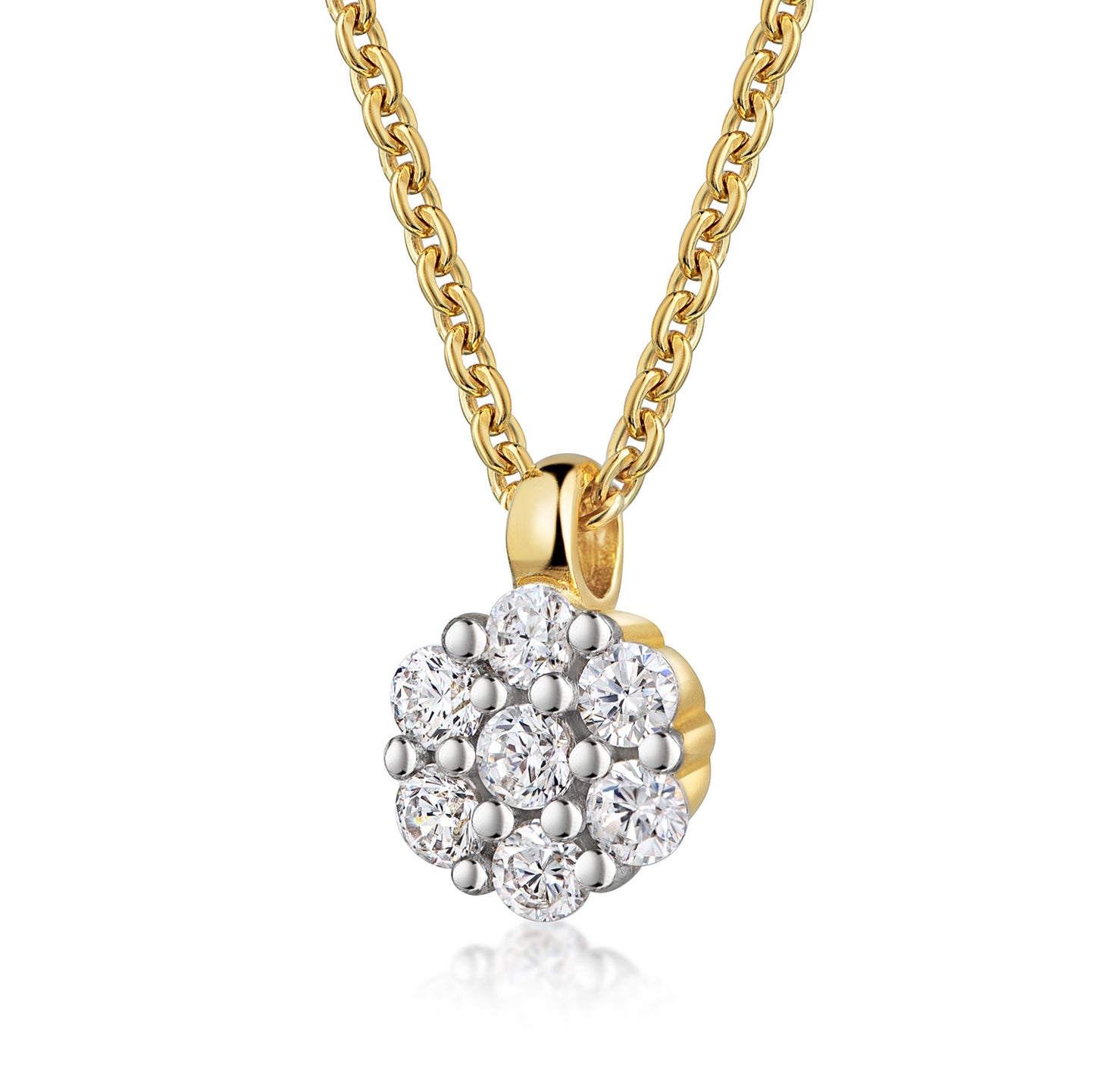 Collier avec pendentif 7 zircones en argent sterling 925/000 plaqué or