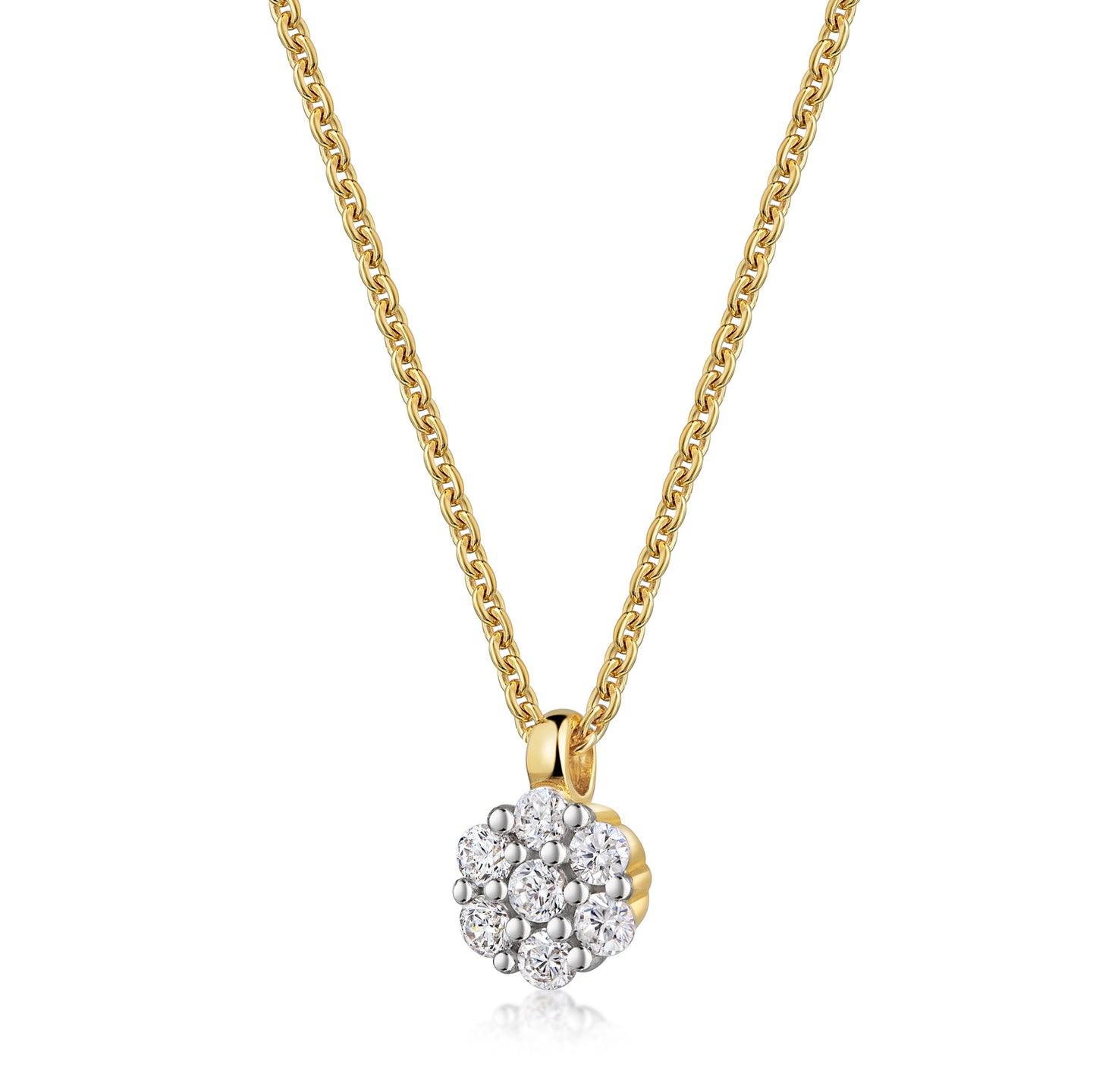 Collier avec pendentif 7 zircones en argent sterling 925/000 plaqué or