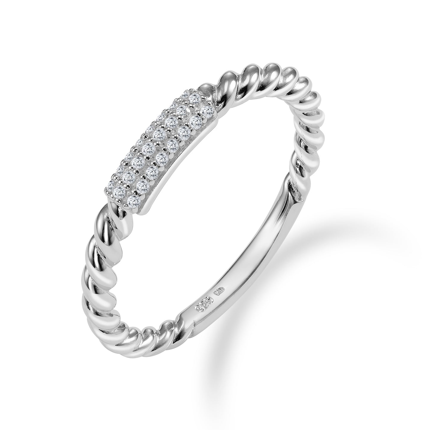 (54328) Bague femme torsadée 24 zirconias Argent 925/000