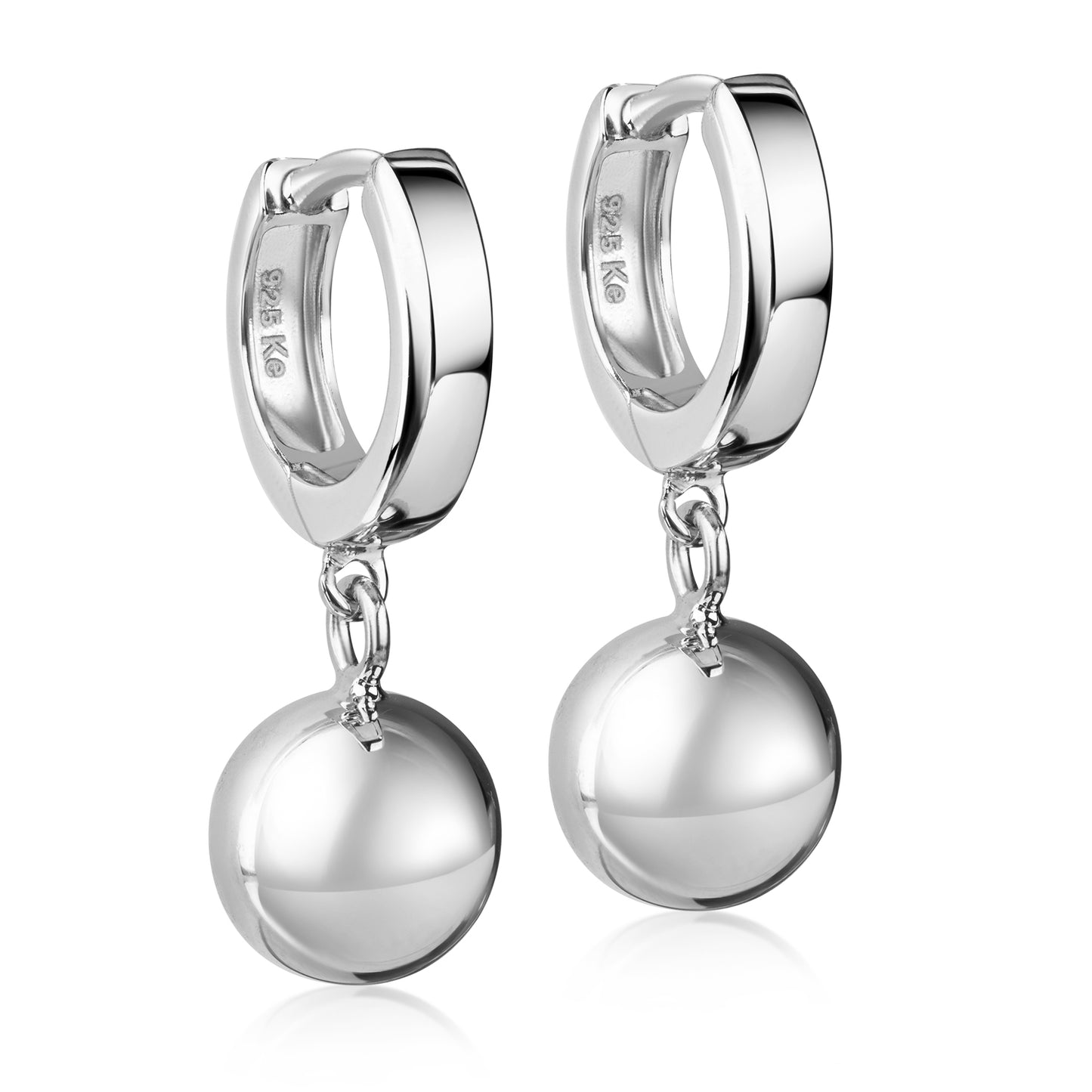 Boucle d'oreille 11,5 x 2,6 mm avec pendentif boule 8 mm Argent 925/000