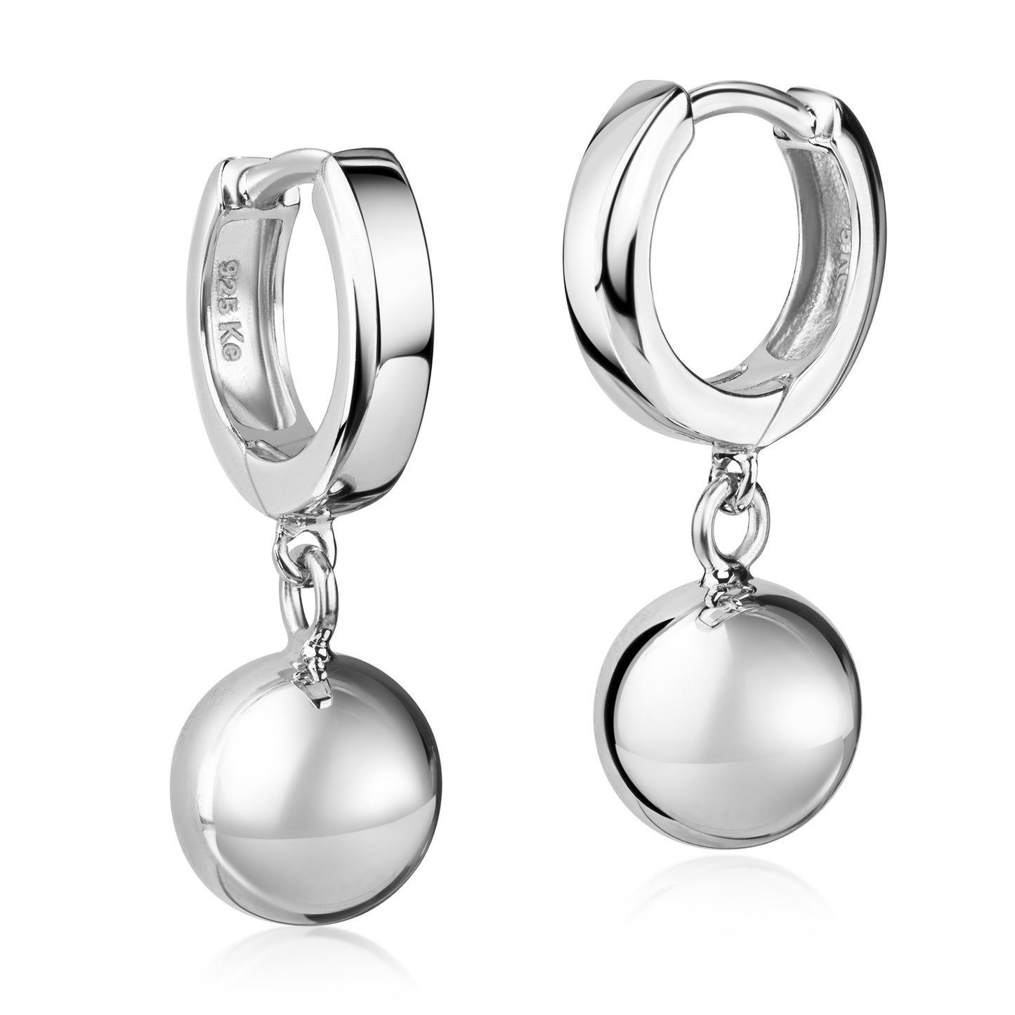 Boucle d'oreille 11,5 x 2,6 mm avec pendentif boule 8 mm Argent 925/000