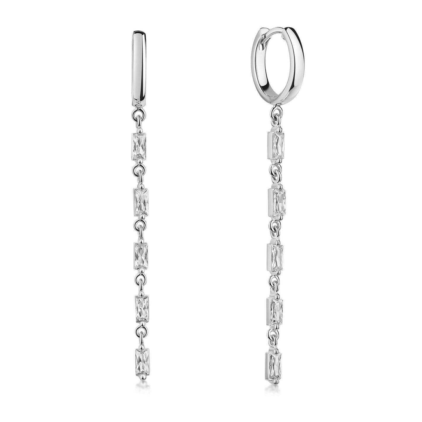 Boucles d'oreilles avec 10 zircones en argent sterling 925/000