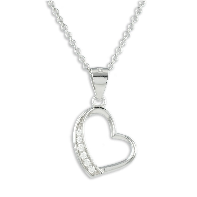 Collier Coeur avec 6 Zircones en Argent Sterling 925/000