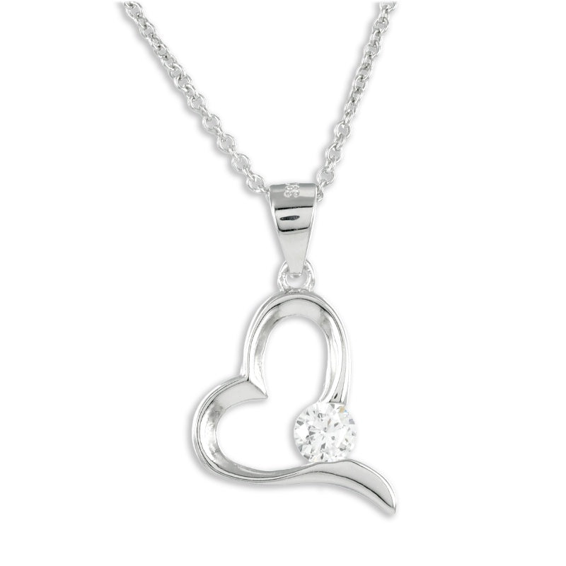 Collier Coeur avec Zircone Argent Massif 925/000