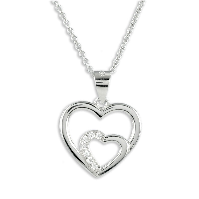 (55820) Halsketting Hart met 7 Zirkonia Sterling zilver 925/000