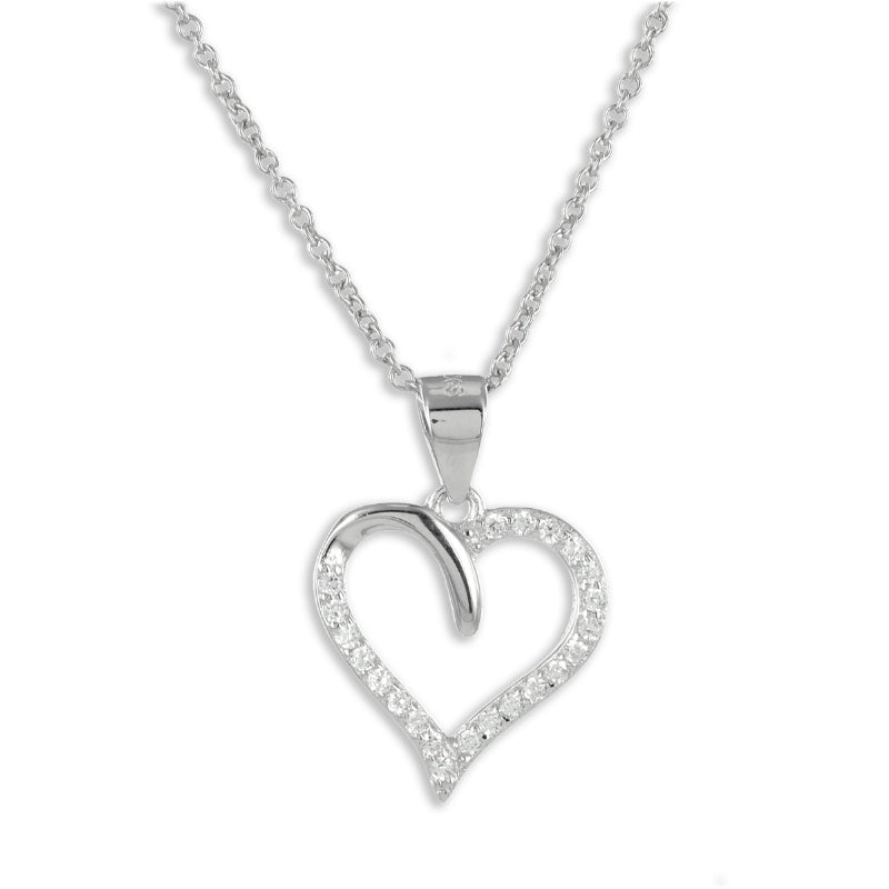 (55821) Halsketting Hart met 22 Zirkonia Sterling Zilver 925/000