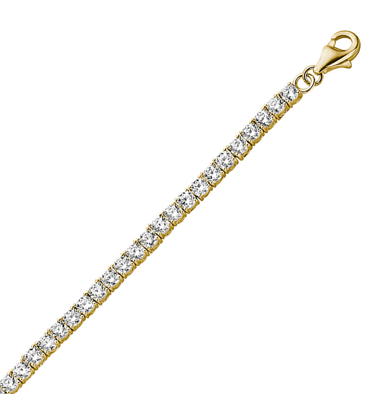 Tennisarmband 50 Zirkonia met 100 Facetten 3mm Sterling Zilver 925/000 goud verguld