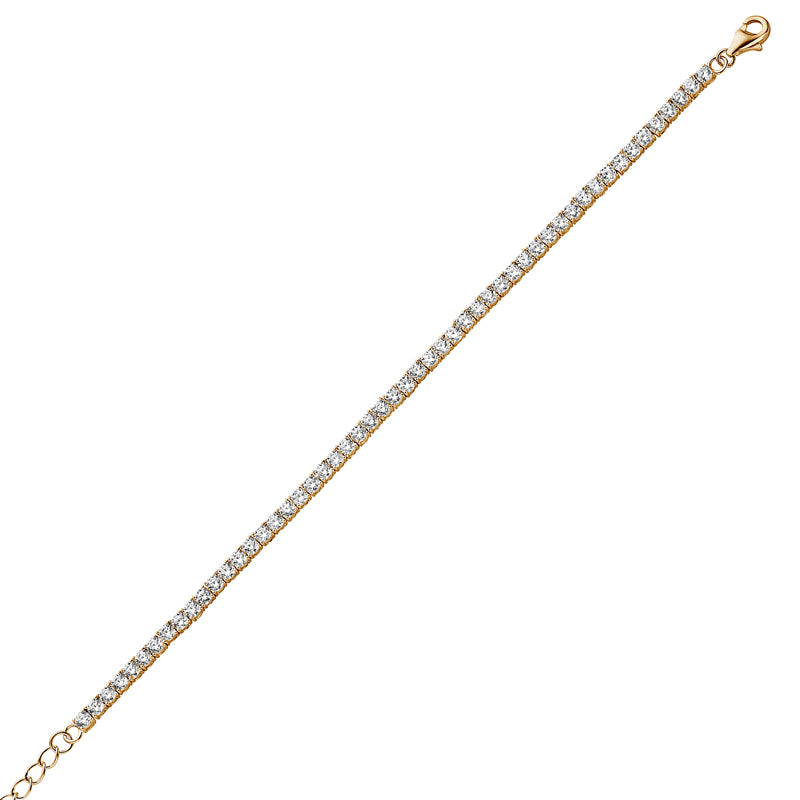 Tennisarmband 50 Zirkonia met 100 Facetten 3mm Sterling Zilver 925/000 goud verguld