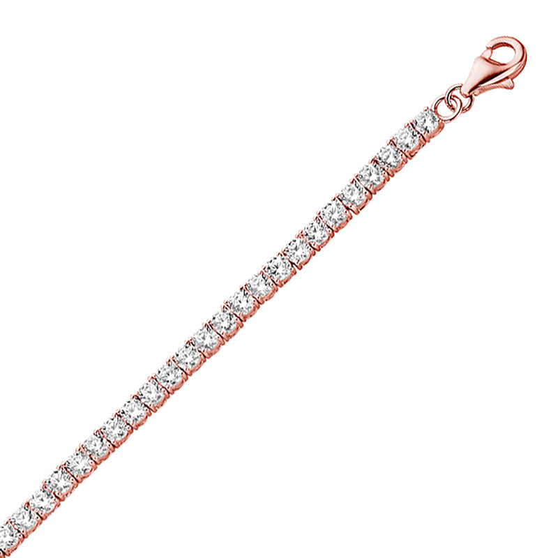 Tennisarmband 50 Zirkonia met 100 Facetten 3mm Sterling Zilver 925/000 Rosé verguld