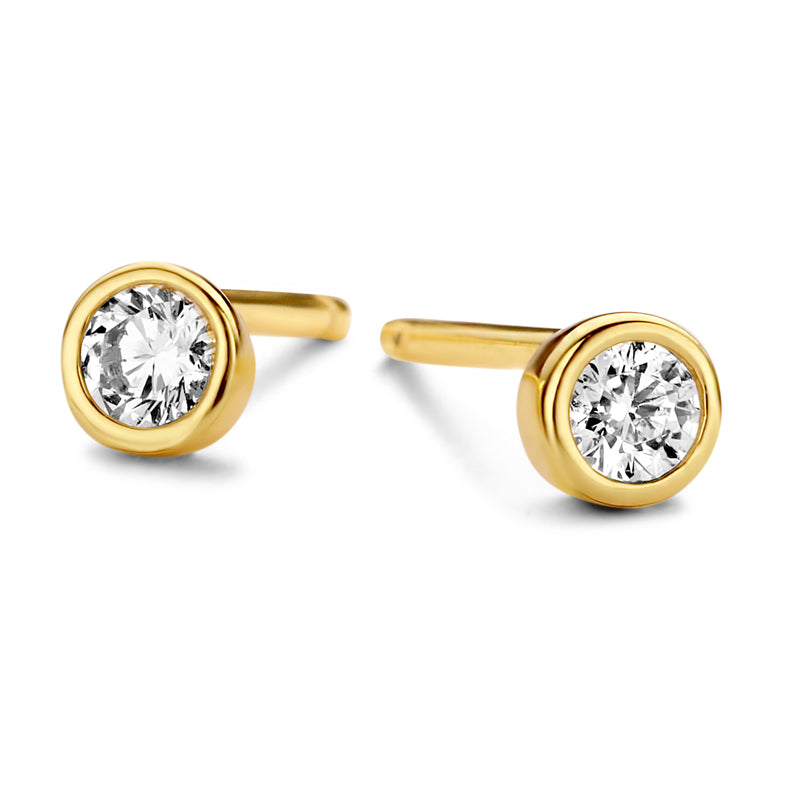 Oorsteker met Zirkonia 3 mm x 3 mm Sterling Zilver 925/000 goud verguld