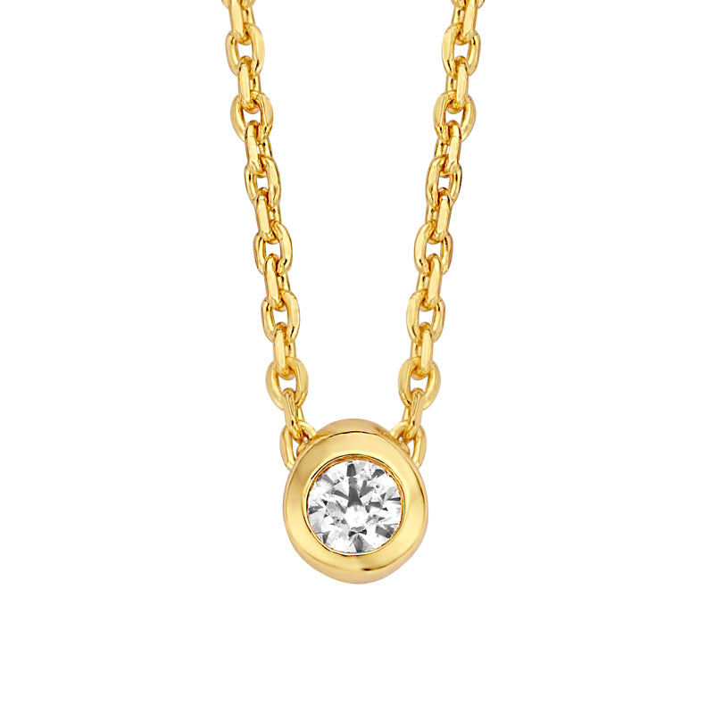 (56525) Halsketting met Zirkonia 3mm Sterling Zilver 925/000 goud verguld