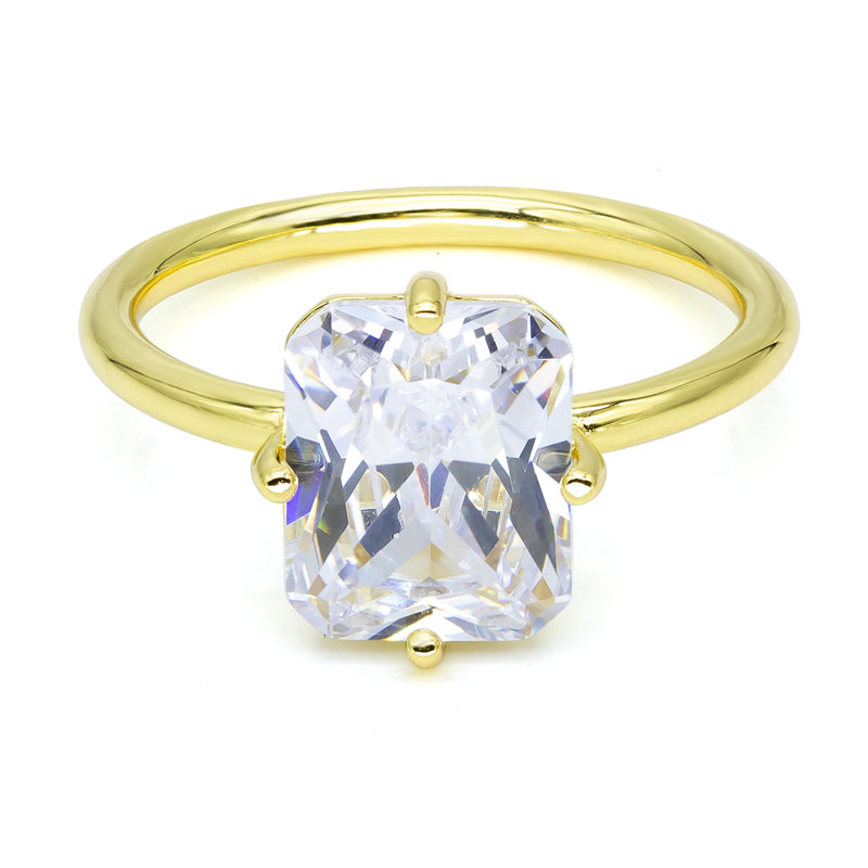 Damesring met Zirkonia 8 x 10 mm Sterling Zilver 925/000 goud verguld
