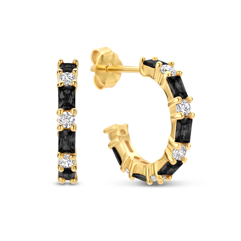 Set Brigitte Zircone noire et transparente Argent 925/000 plaqué or
