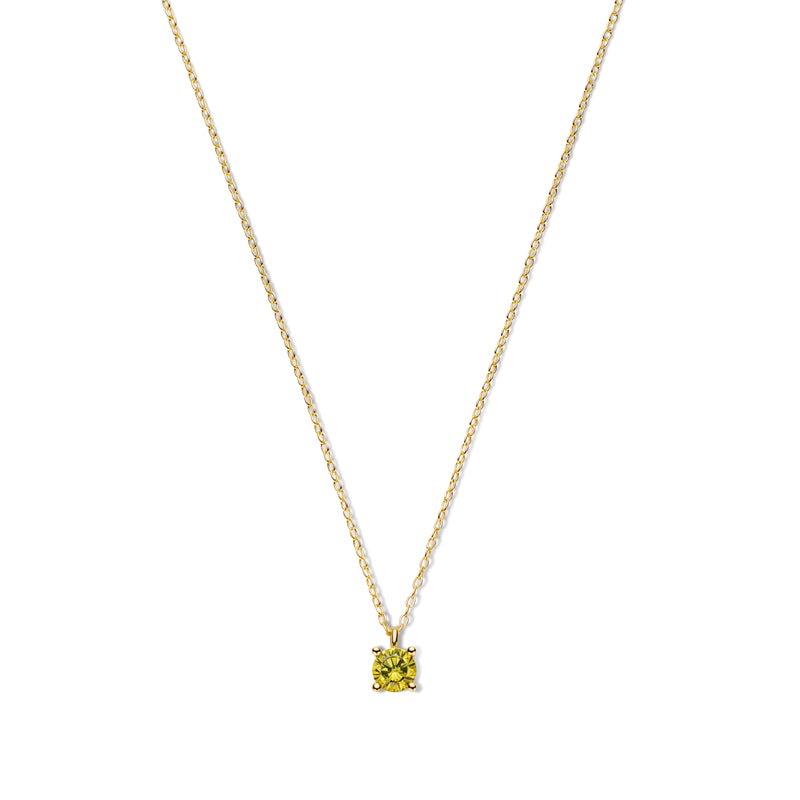 (56943) Halsketting met Olijfgroene Zirkonia Ø 5 mm Sterling Zilver 925/000 goud verguld