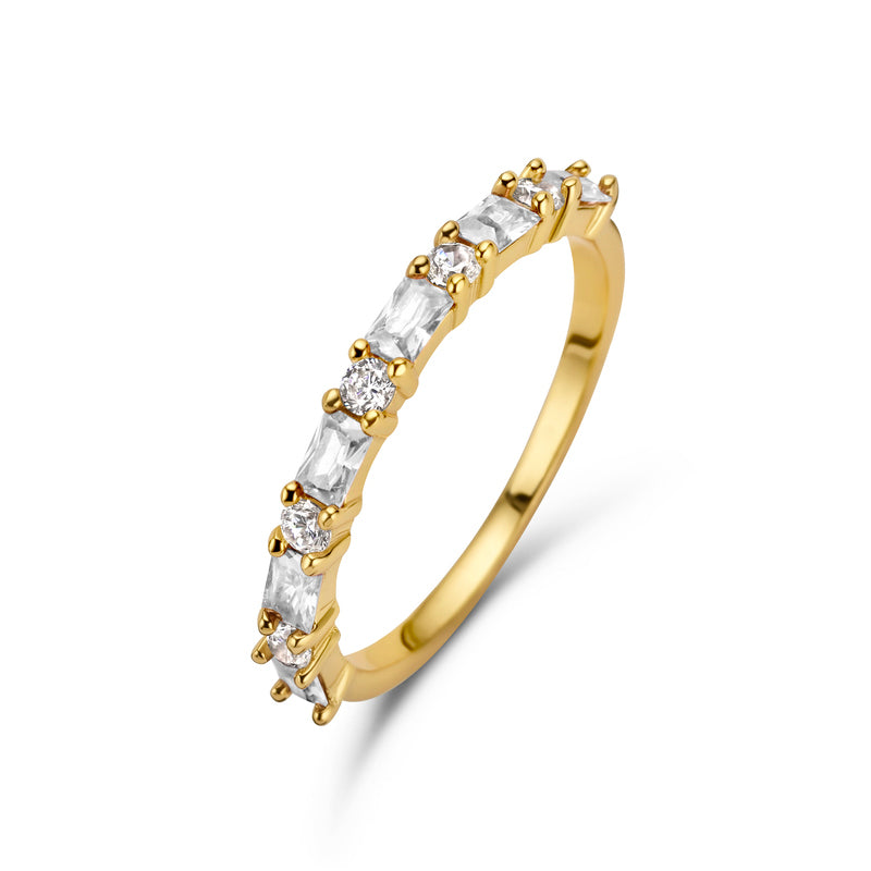 Damesring 11 Zirkonia Sterling Zilver 925/000 goud verguld