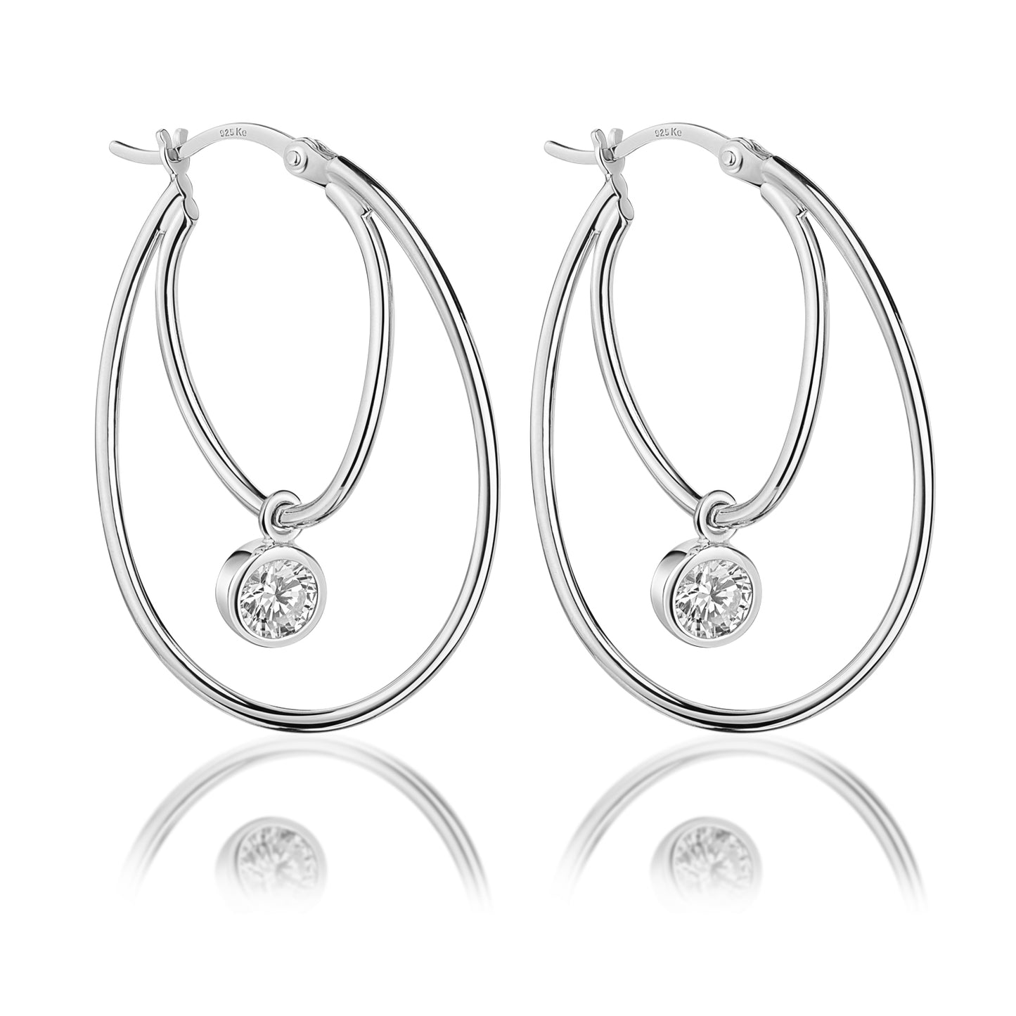 (5889) Creolen met 5 mm Zirkonia Sterling Zilver 925/000