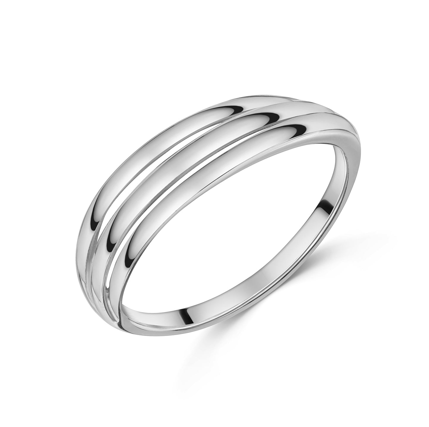 Damesring 3 Glanzende rijen Sterling Zilver 925/000