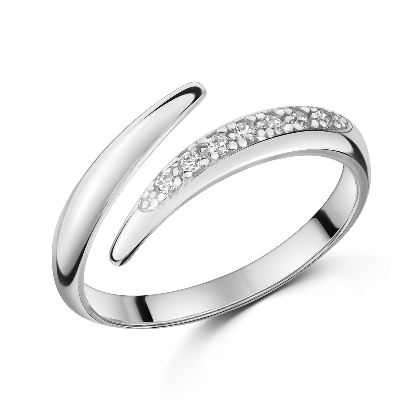 Slangenring met 7 Zirkonia Sterling Zilver 925/000