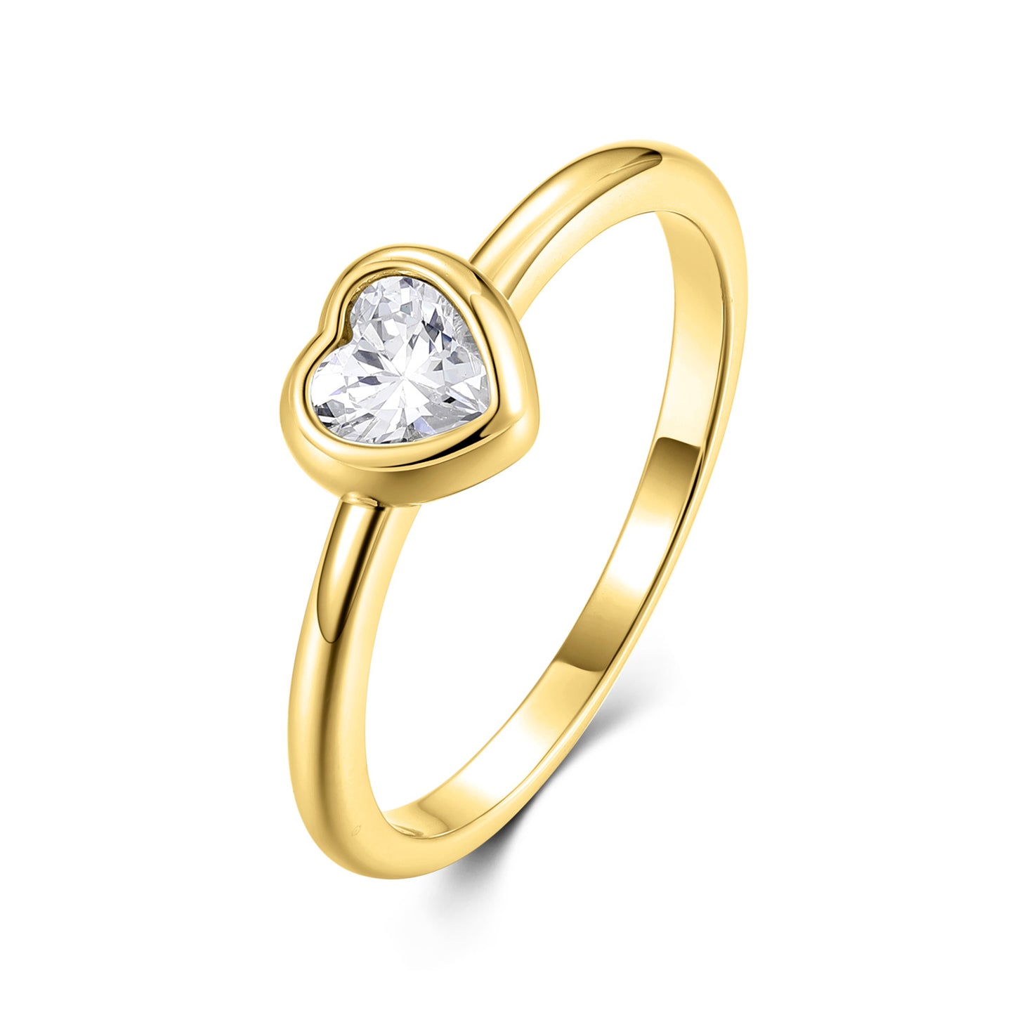 Bague femme coeur avec zircone en argent sterling 925/000 plaqué or