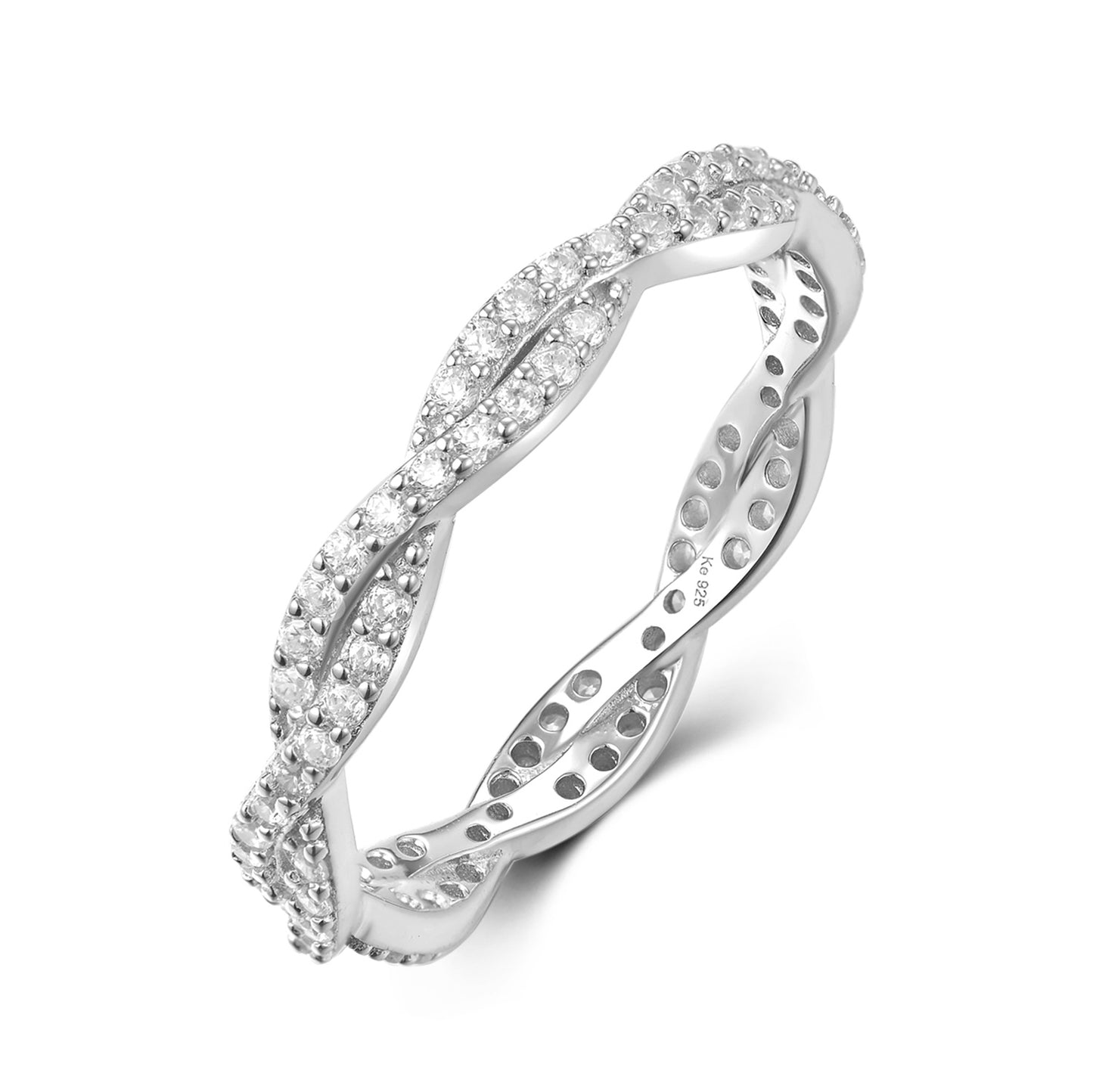 Gedraaide Damesring met 84 Zirkonia Sterling Zilver 925/000